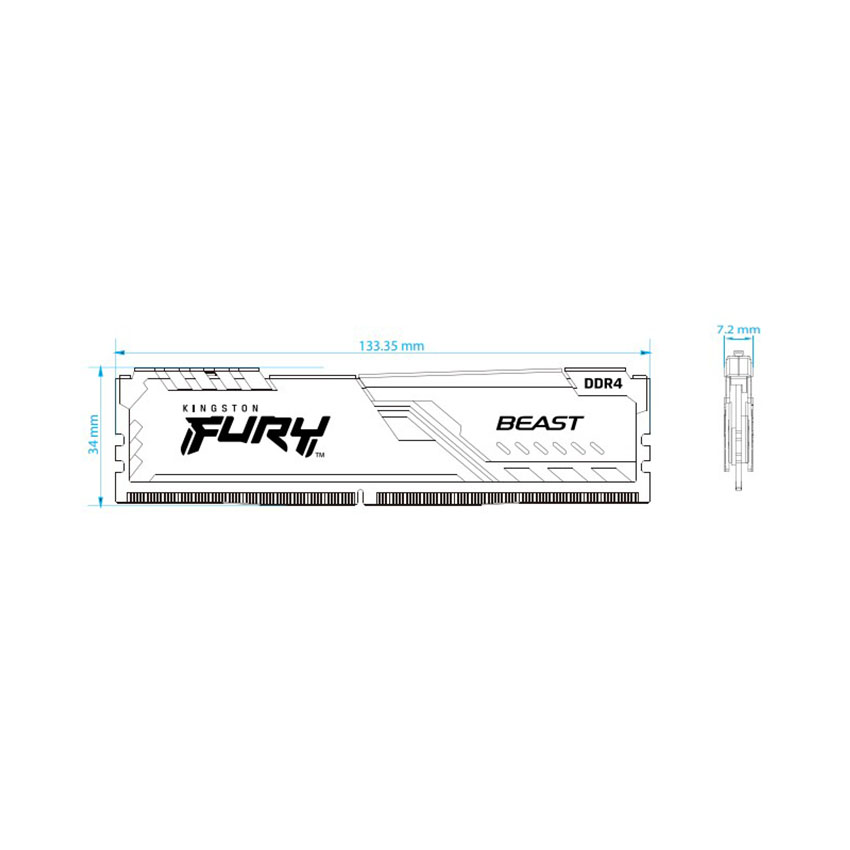 Ram Desktop Kingston Fury Beast (KF432C16BB1/16) 16GB (1x16GB) DDR4 3200Mhz