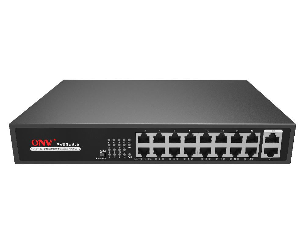 Switch PoE ONV 16 Port 100Mb + 2 Uplink 1Gb