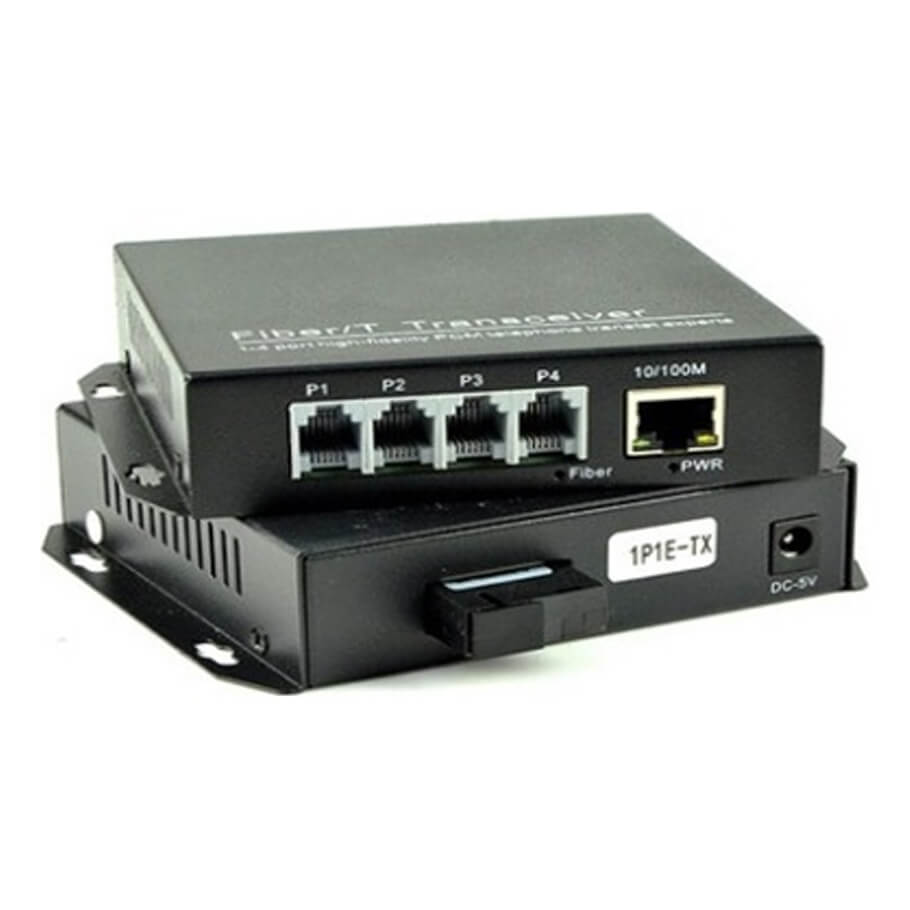 Bộ chuyển đổi quang sang RJ11/RJ12 HDTEC (4 port RJ11/RJ12 + 1 Port RJ45)