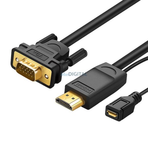 Cáp chuyển HDMI sang VGA 1,5m hỗ trợ nguồn Ugreen 30449