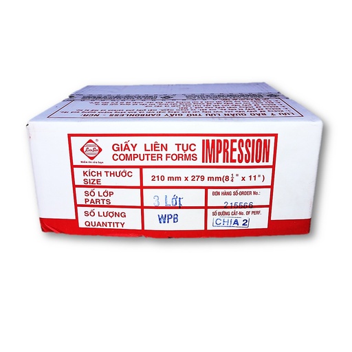 [HH000330] Giấy Carbonless IMP K210/2-3L (W,P,B)