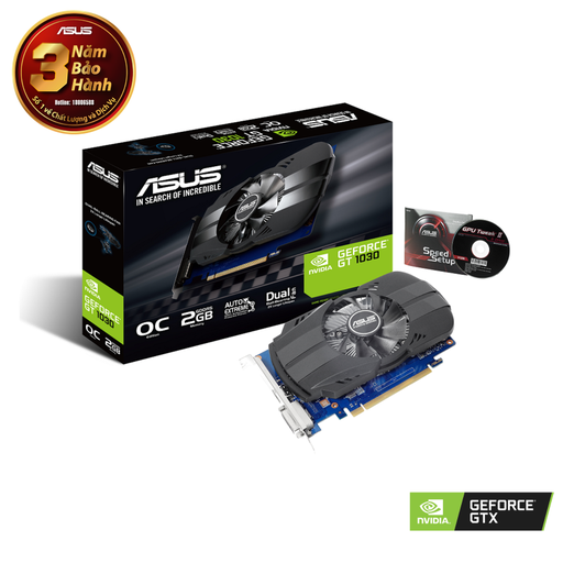 [HH000938] Card màn hình ASUS PH-GT1030-O2G (2GB GDDR5, 64-bit, DVI+HDMI)